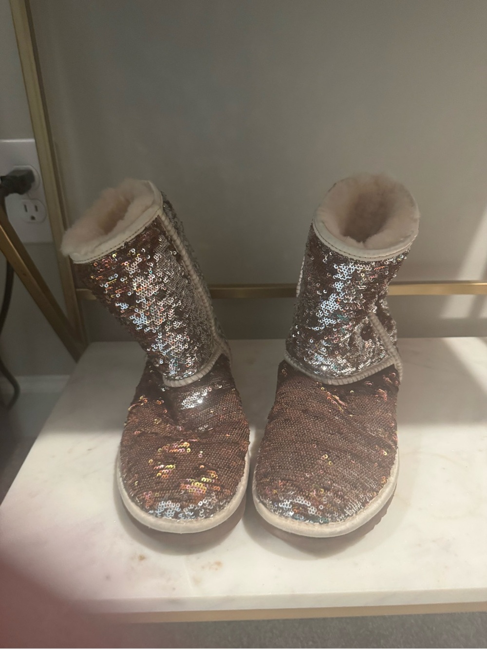 Ugg Sequin Shearling-Lined Women's Boots - Rose Gold